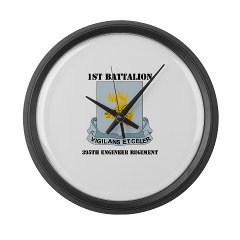 1B395RLS - M01 - 03 - DUI - 1st Bn - 395th Engineer Regt with Text - Large Wall Clock - Click Image to Close