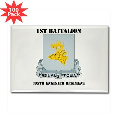 1B395RLS - M01 - 01 - DUI - 1st Bn - 395th Engineer Regt with Text - Rectangle Magnet (100 pack)