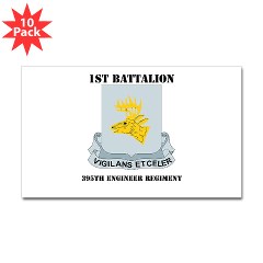 1B395RLS - M01 - 01 - DUI - 1st Bn - 395th Engineer Regt with Text - Sticker (Rectangle 10 pk) - Click Image to Close