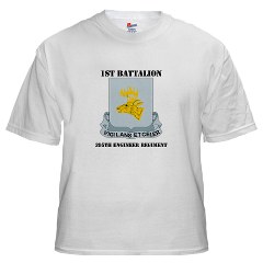 1B395RLS - A01 - 04 - DUI - 1st Bn - 395th Engineer Regt with Text - White T-Shirt - Click Image to Close