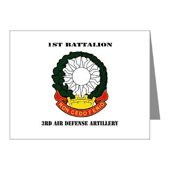 1B3ADA - M01 - 02 - 1st Battalion, 3rd Air Defense Artillery with Text - Note Cards (Pk of 20)