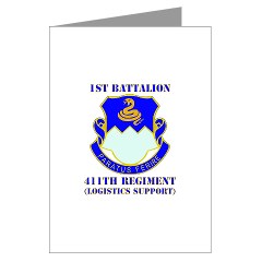 1B411R - M01 - 02 - DUI - 1st Battalion - 411th Regiment (LS) with Text Greeting Cards (Pk of 10) - Click Image to Close