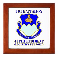 1B411R - M01 - 03 - DUI - 1st Battalion - 411th Regiment (LS) with Text Keepsake Box
