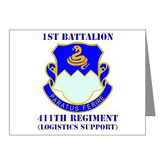 1B411R - M01 - 02 - DUI - 1st Battalion - 411th Regiment (LS) with Text Note Cards (Pk of 20) - Click Image to Close