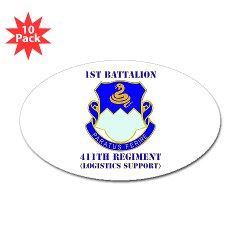 1B411R - M01 - 01 - DUI - 1st Battalion - 411th Regiment (LS) with Text Sticker (Oval 10 pk) - Click Image to Close