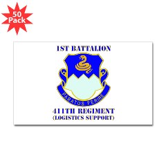 1B411R - M01 - 01 - DUI - 1st Battalion - 411th Regiment (LS) with Text Sticker (Rectangle 50 pk) - Click Image to Close