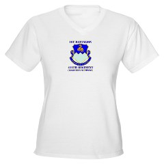 1B411R - A01 - 04 - DUI - 1st Battalion - 411th Regiment (LS) with Text Women's V-Neck T-Shirt - Click Image to Close