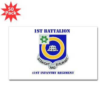 1B41IR - A01 - 01 - DUI - 1st Bn - 41st Infantry Regt with Text - Sticker (Rectangle 50 pk)