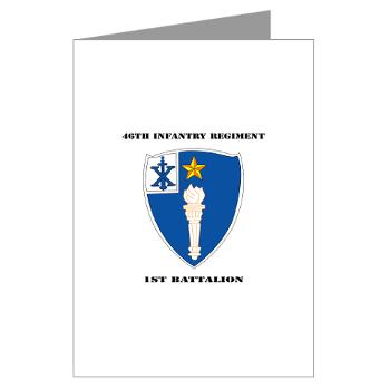 1B46IR - M01 - 02 - DUI - 1st Battalion - 46th Infantry Regiment wih Text - Greeting Cards (Pk of 10)