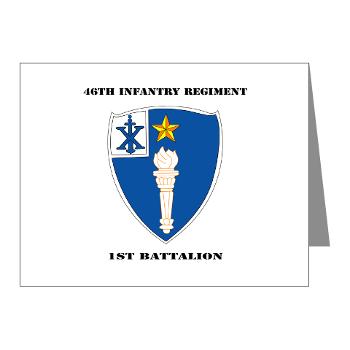 1B46IR - M01 - 02 - DUI - 1st Battalion - 46th Infantry Regiment wih Text - Note Cards (Pk of 20)