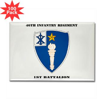 1B46IR - M01 - 01 - DUI - 1st Battalion - 46th Infantry Regiment wih Text - Rectangle Magnet (100 pack) - Click Image to Close