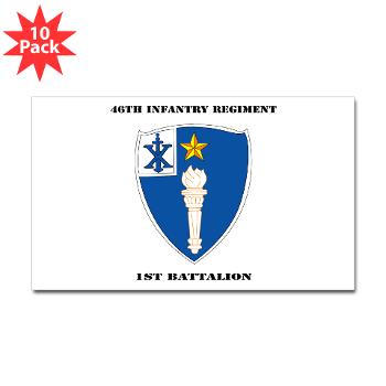 1B46IR - M01 - 01 - DUI - 1st Battalion - 46th Infantry Regiment wih Text - Sticker (Rectangle 10 pk)