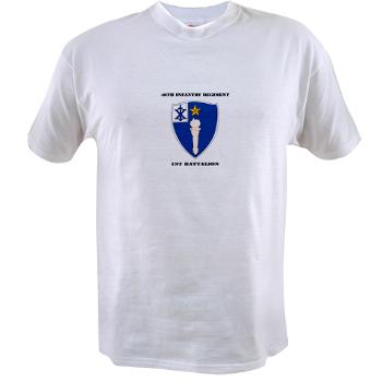 1B46IR - A01 - 04 - DUI - 1st Battalion - 46th Infantry Regiment wih Text - Value T-shirt - Click Image to Close