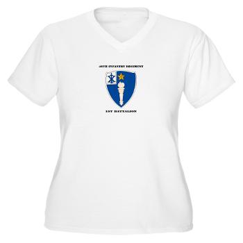 1B46IR - A01 - 04 - DUI - 1st Battalion - 46th Infantry Regiment wih Text - Women's V-Neck T-Shirt