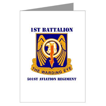 1B501AR - M01 - 02 - DUI - 1st Bn - 501st Avn Regt with Text - Greeting Cards (Pk of 20)