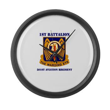 1B501AR - M01 - 03 - DUI - 1st Bn - 501st Avn Regt with Text - Large Wall Clock