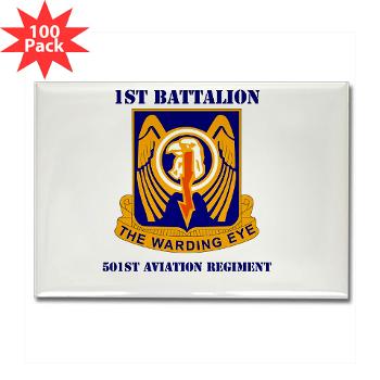 1B501AR - M01 - 01 - DUI - 1st Bn - 501st Avn Regt with Text - Rectangle Magnet (100 pack) - Click Image to Close
