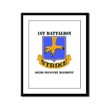 1B502IR - M01 - 02 - DUI - 1st Battalion - 502nd Infantry Regiment with Text - Framed Panel Print