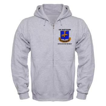 1B502IR - A01 - 03 - DUI - 1st Battalion - 502nd Infantry Regiment with Text - Zip Hoodie