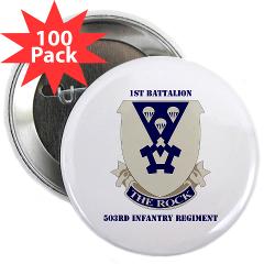 1B503IR - M01 - 01 - DUI - 1st Battalion - 503rd Infantry Regiment with Text - 2.25" Button (100 pack) - Click Image to Close