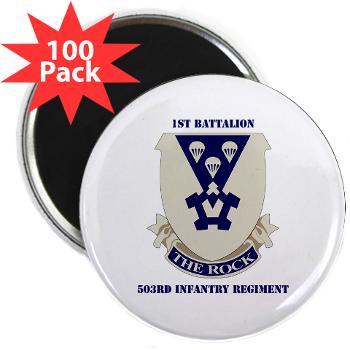 1B503IR - M01 - 01 - DUI - 1st Battalion - 503rd Infantry Regiment with Text - 2.25 Magnet (100 pack) - Click Image to Close
