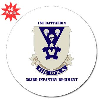 1B503IR - M01 - 01 - DUI - 1st Battalion - 503rd Infantry Regiment with Text - 3" Lapel Sticker (48 pk) - Click Image to Close