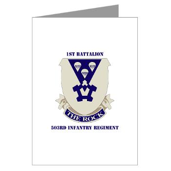 1B503IR - M01 - 02 - DUI - 1st Battalion - 503rd Infantry Regiment with Text - Greeting Cards (Pk of 10) - Click Image to Close
