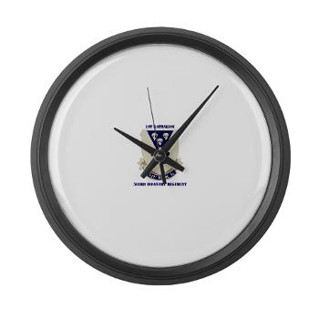 1B503IR - M01 - 03 - DUI - 1st Battalion - 503rd Infantry Regiment with Text - Large Wall Clock