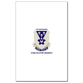 1B503IR - M01 - 02 - DUI - 1st Battalion - 503rd Infantry Regiment with Text - Mini Poster Print