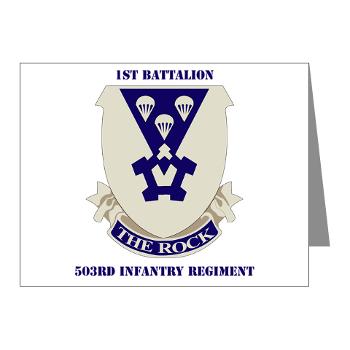 1B503IR - M01 - 02 - DUI - 1st Battalion - 503rd Infantry Regiment with Text - Note Cards (Pk of 20) - Click Image to Close