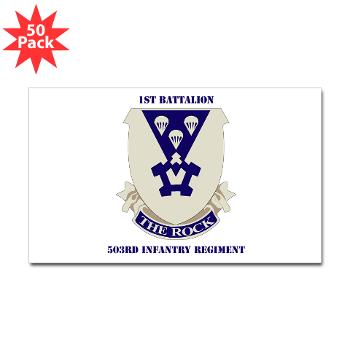 1B503IR - M01 - 01 - DUI - 1st Battalion - 503rd Infantry Regiment with Text - Sticker (Rectangle 10 pk) - Click Image to Close
