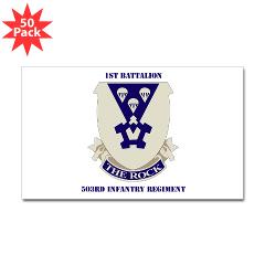 1B503IR - M01 - 01 - DUI - 1st Battalion - 503rd Infantry Regiment with Text - Sticker (Rectangle 50 pk)