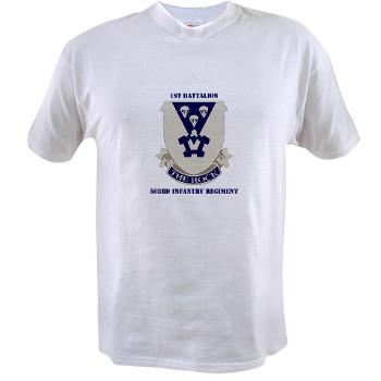 1B503IR - A01 - 04 - DUI - 1st Battalion - 503rd Infantry Regiment with Text - Value T-Shirt