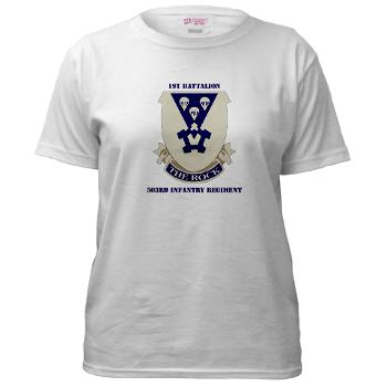 1B503IR - A01 - 04 - DUI - 1st Battalion - 503rd Infantry Regiment with Text - Women's T-Shirt