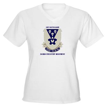 1B503IR - A01 - 04 - DUI - 1st Battalion - 503rd Infantry Regiment with Text - Women's V-Neck T-Shirt