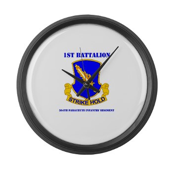 1B504PIR - M01 - 03 - DUI - 1st Bn - 504th Parachute Infantry Regt with Text - Large Wall Clock