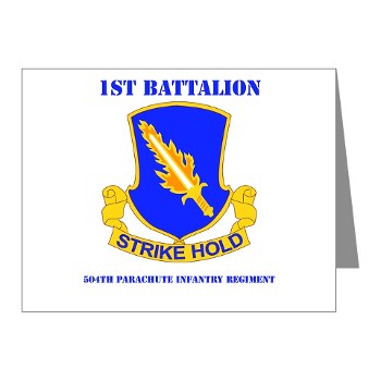 1B504PIR - M01 - 02 - DUI - 1st Bn - 504th Parachute Infantry Regt with Text - Note Cards (Pk of 20)