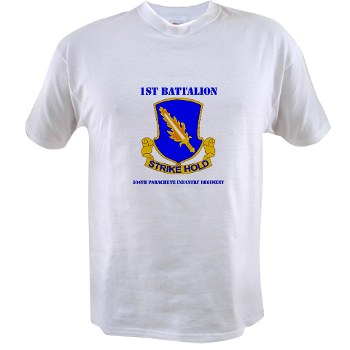 1B504PIR - A01 - 04 - DUI - 1st Bn - 504th Parachute Infantry Regt with Text - Value T-shirt
