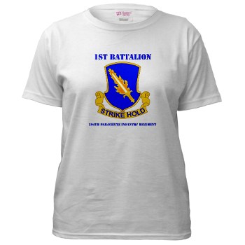 1B504PIR - A01 - 04 - DUI - 1st Bn - 504th Parachute Infantry Regt with Text - Women's T-Shirt