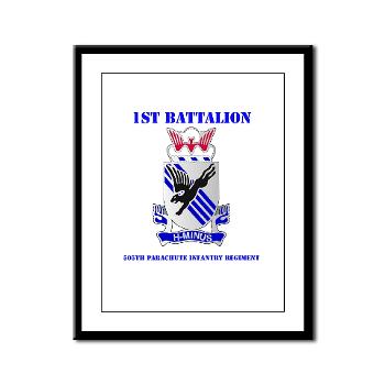 1B505PIR - M01 - 02 - DUI - 1st Battalion, 505th Parachute Infantry Regiment with Text Framed Panel Print