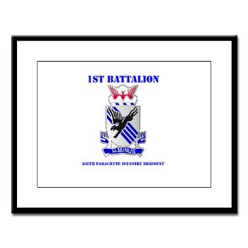 1B505PIR - M01 - 02 - DUI - 1st Battalion, 505th Parachute Infantry Regiment with Text Large Framed Print