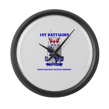 1B505PIR - M01 - 03 - DUI - 1st Battalion, 505th Parachute Infantry Regiment with Text Large Wall Clock