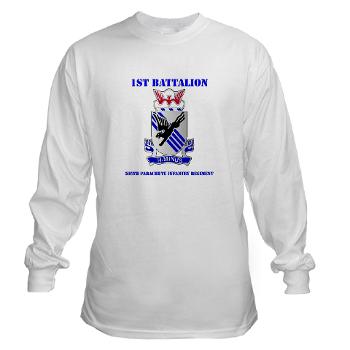 1B505PIR - A01 - 03 - DUI - 1st Battalion, 505th Parachute Infantry Regiment with Text Long Sleeve T-Shirt