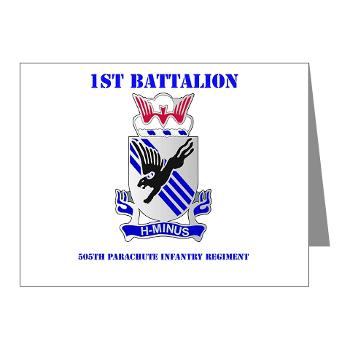 1B505PIR - M01 - 02 - DUI - 1st Battalion, 505th Parachute Infantry Regiment with Text Note Cards (Pk of 20)