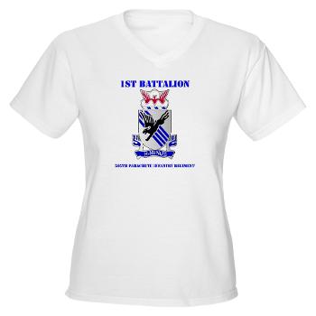 1B505PIR - A01 - 04 - DUI - 1st Battalion, 505th Parachute Infantry Regiment with Text Women's V-Neck T-Shirt