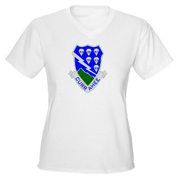 1B506IR - A01 - 04 - DUI - 1st Bn - 506th Infantry Regiment Women's V-Neck T-Shirt