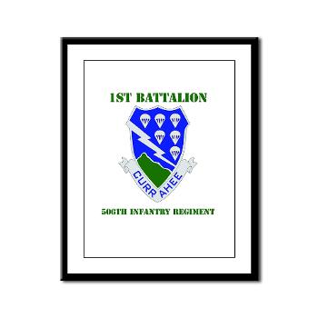 1B506IR - M01 - 02 - DUI - 1st Bn - 506th Infantry Regiment with Text Framed Panel Print