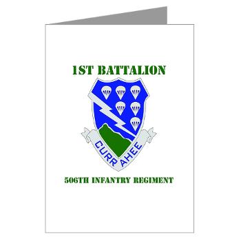 1B506IR - M01 - 02 - DUI - 1st Bn - 506th Infantry Regiment with Text Greeting Cards (Pk of 10)