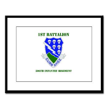 1B506IR - M01 - 02 - DUI - 1st Bn - 506th Infantry Regiment with Text Large Framed Print