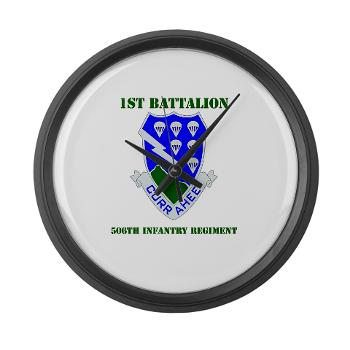 1B506IR - M01 - 03 - DUI - 1st Bn - 506th Infantry Regiment with Text Large Wall Clock